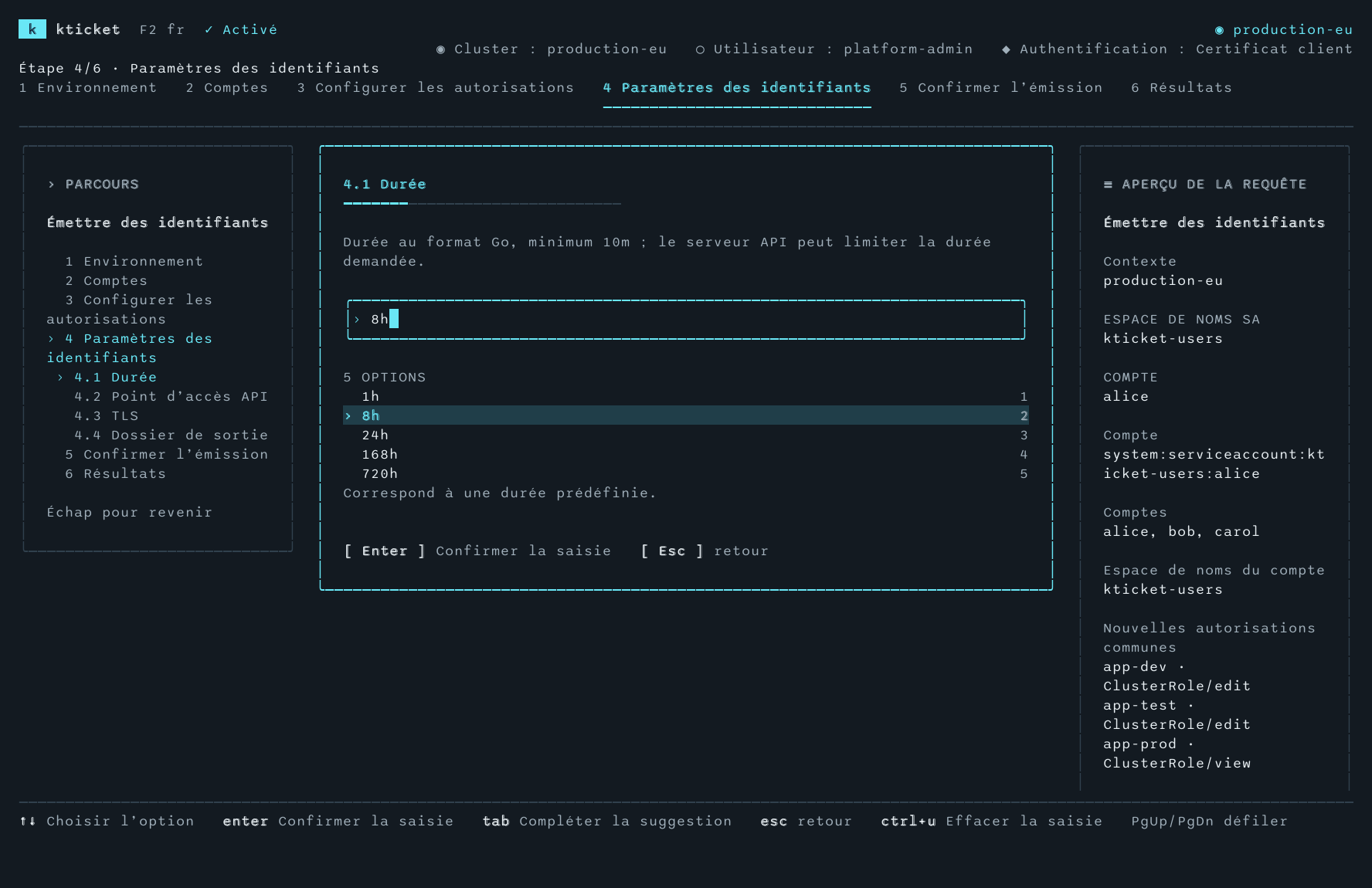 Configurer les identifiants